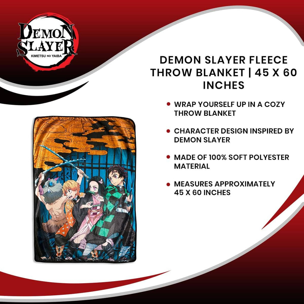 Demon Slayer Fleece Throw Blanket – 45x60" Officially Licensed