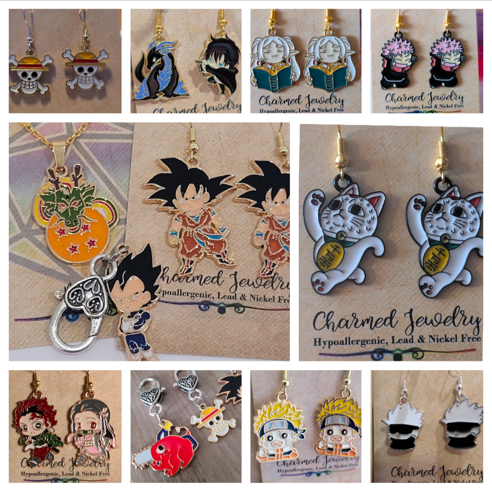 Shounen Anime Inspired Earrings, Necklaces & Zipper Pulls