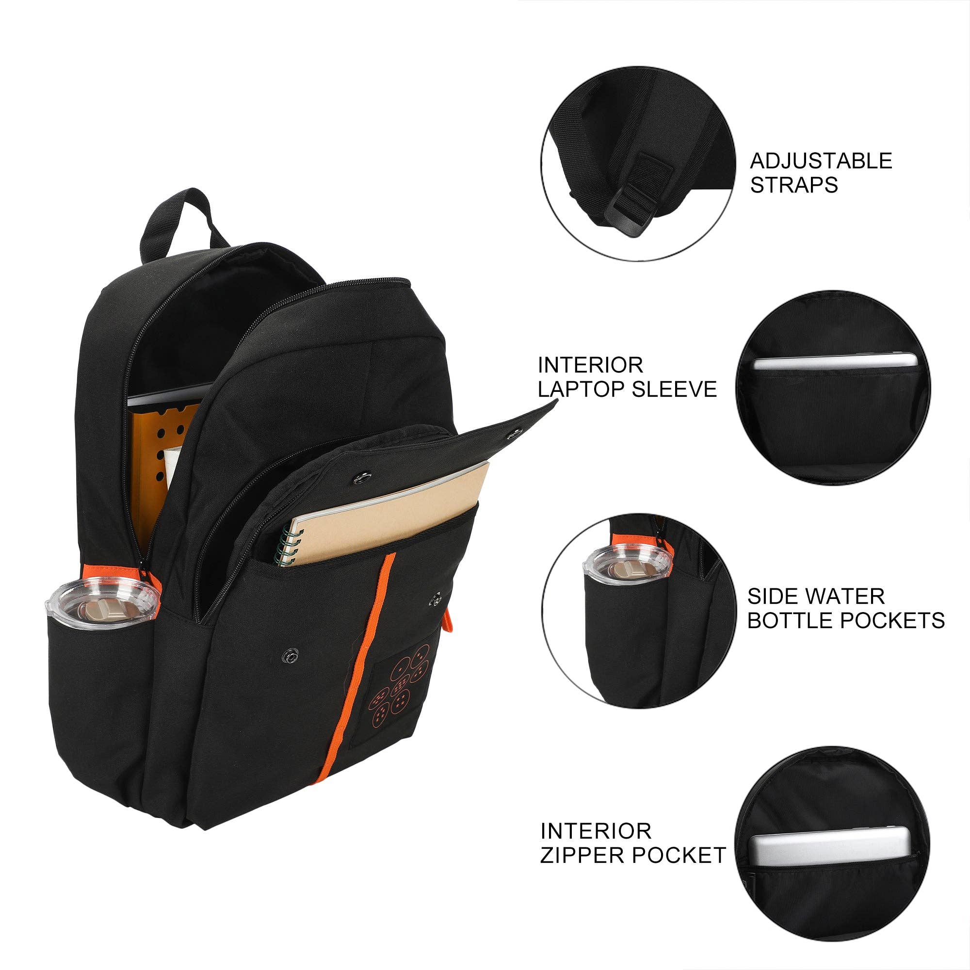 Dragon Ball Z Goku Symbols Adult Commuter Backpack – 17.5" Black Laptop Bag