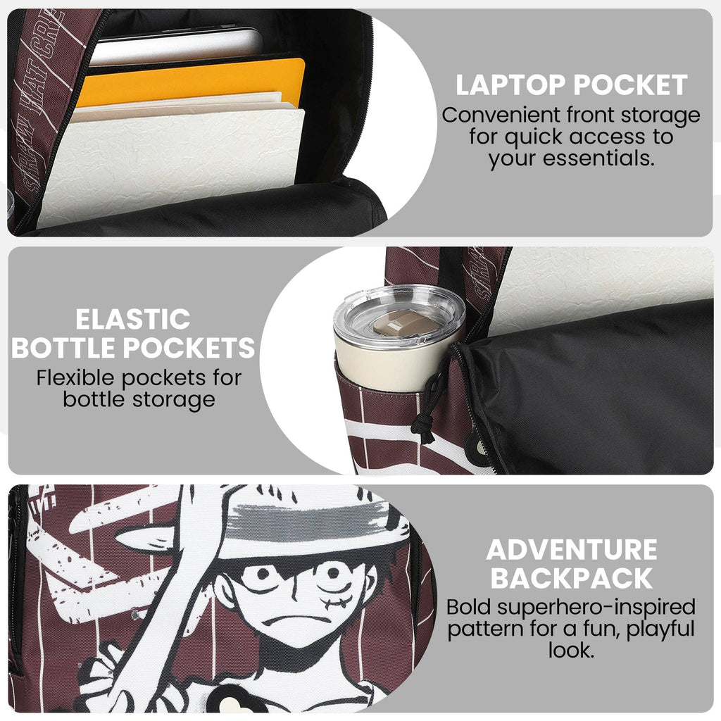One Piece Luffy Backpack – 18.5" Brown Anime Backpack with Laptop Sleeve