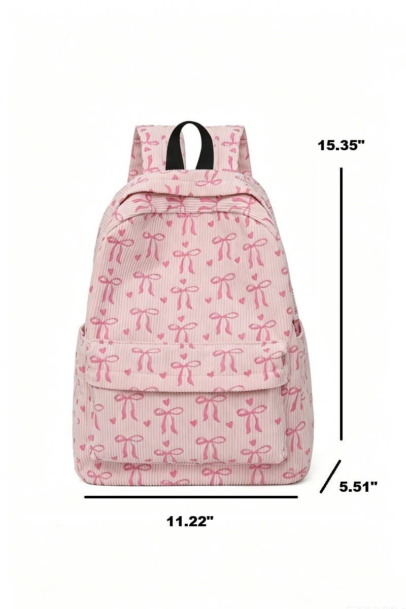Coquette Bow Corduroy Backpack