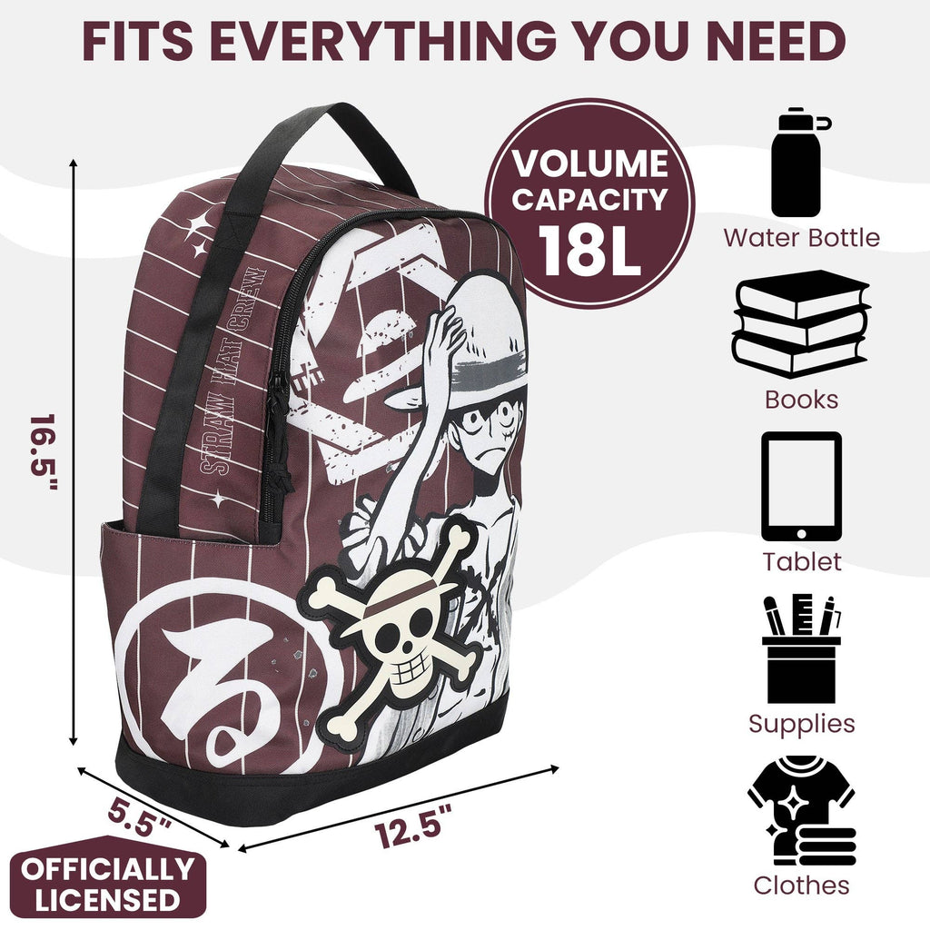 One Piece Luffy Backpack – 18.5" Brown Anime Backpack with Laptop Sleeve