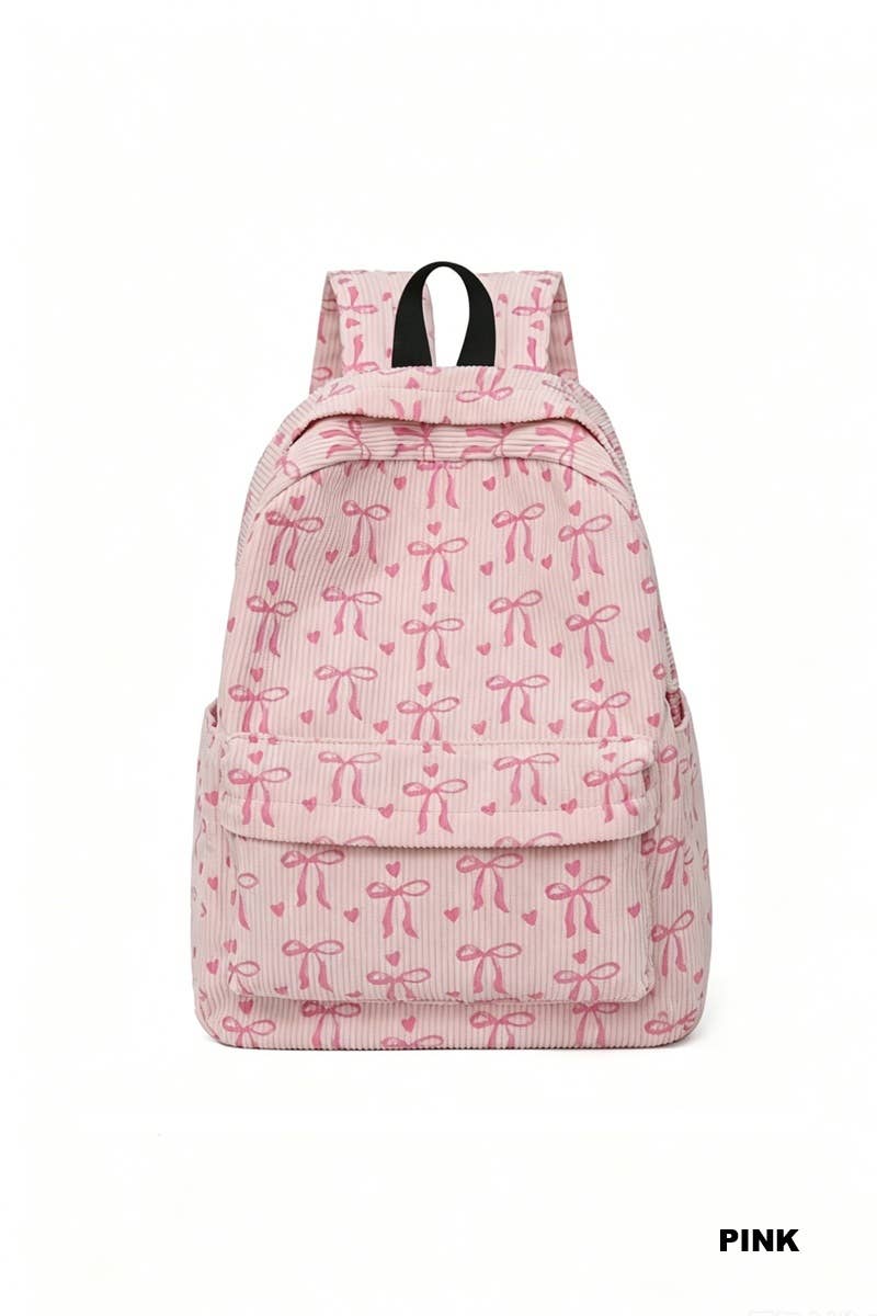 Coquette Bow Corduroy Backpack