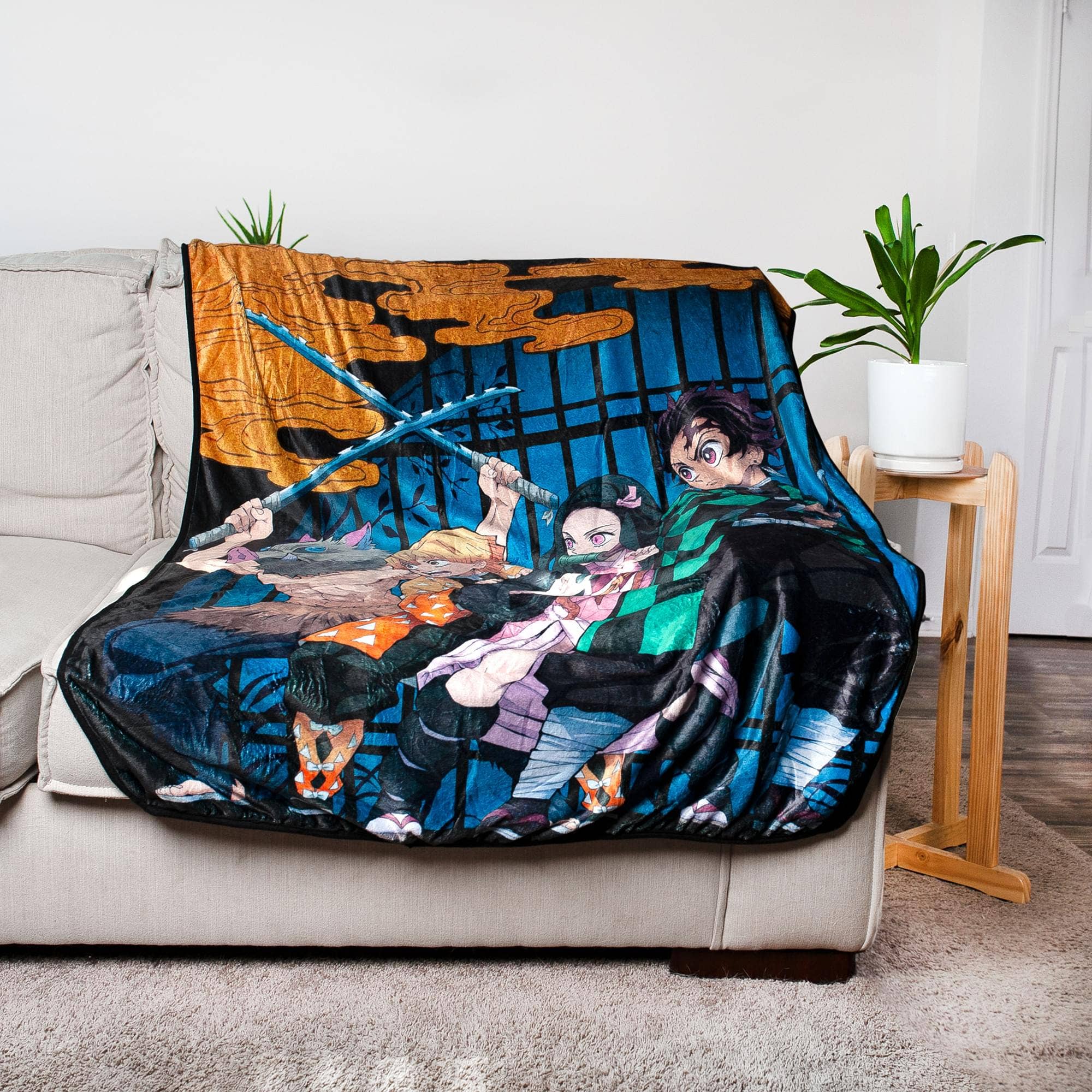 Demon Slayer Fleece Throw Blanket – 45x60" Officially Licensed
