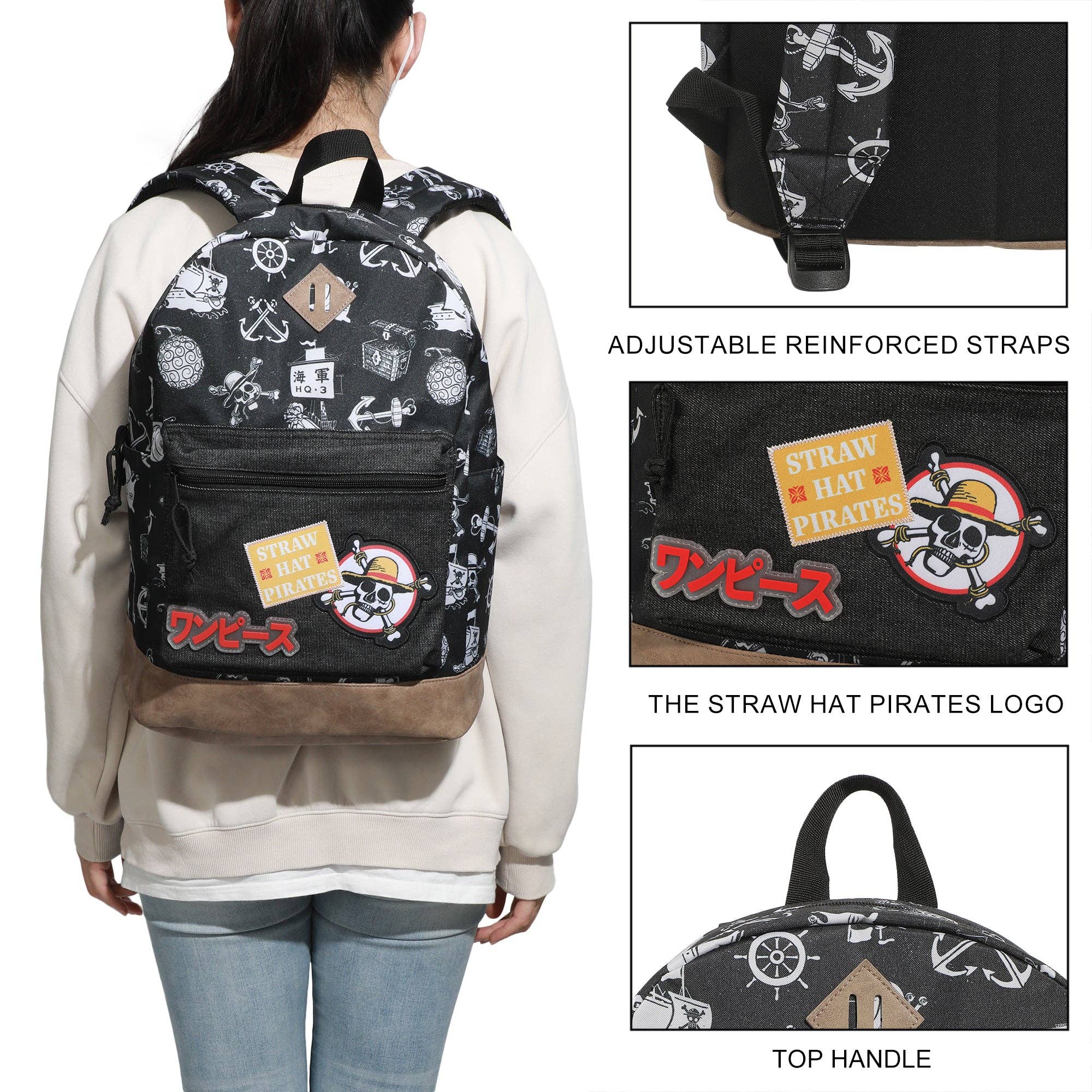 One Piece Live Action Icons Backpack – 16.5" Black Anime Bag