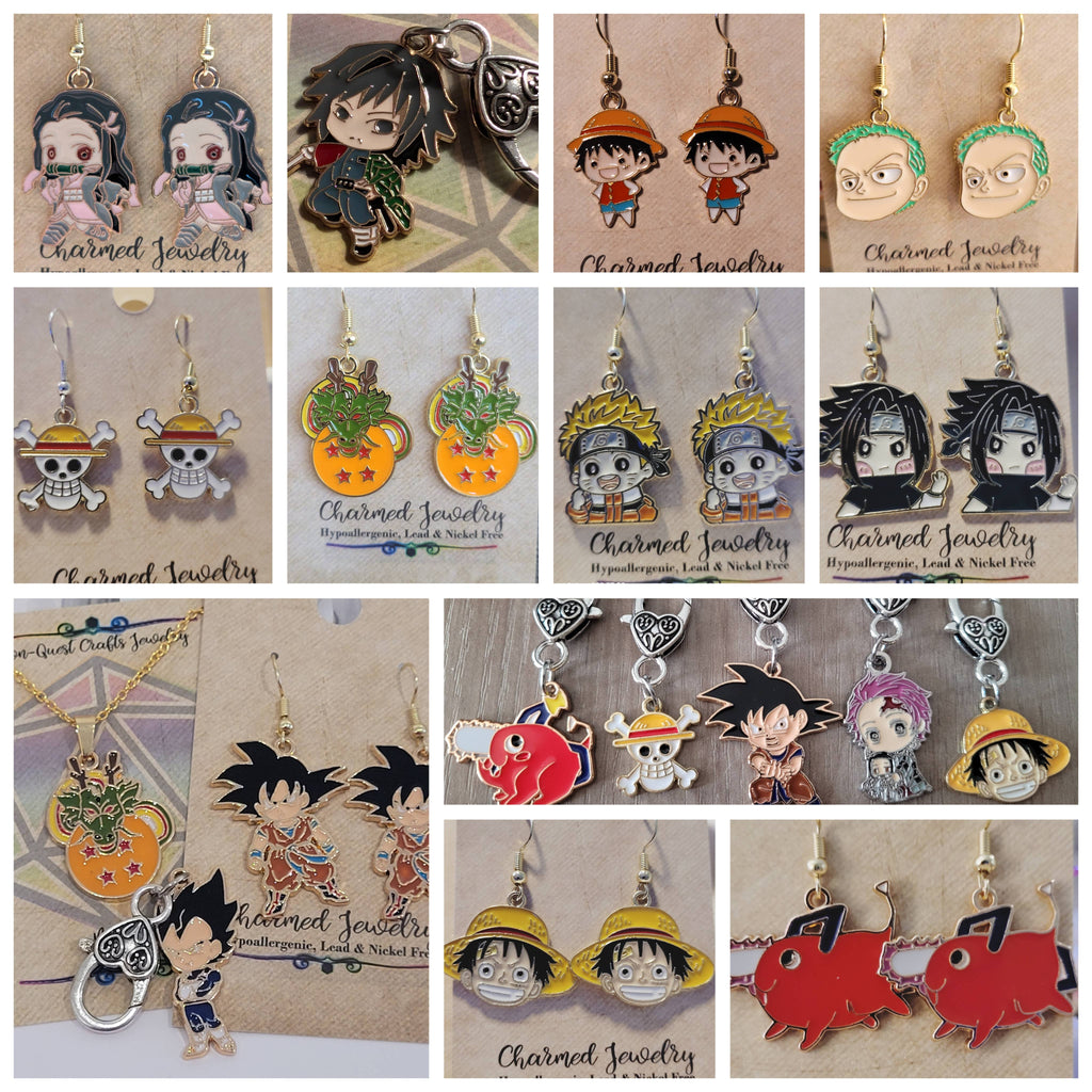 Shounen Anime Inspired Earrings, Necklaces & Zipper Pulls