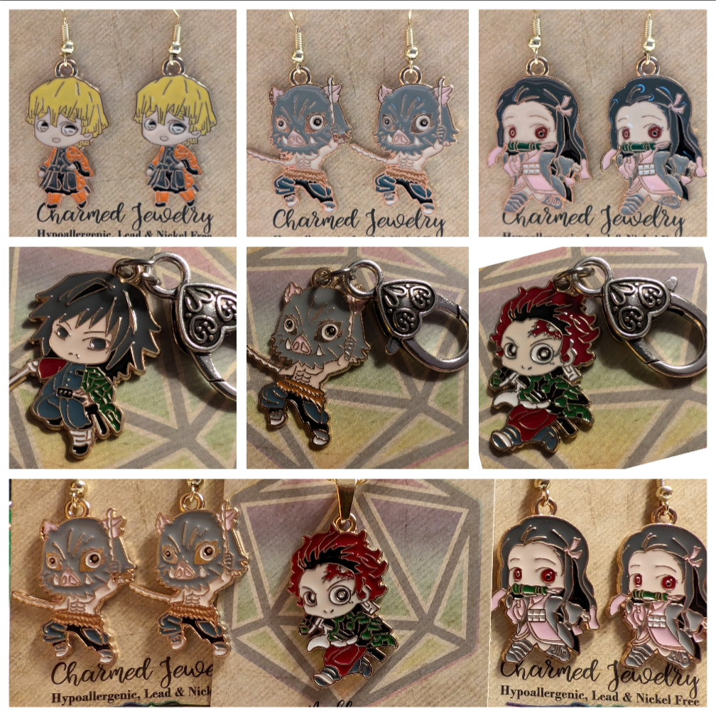 Shounen Anime Inspired Earrings, Necklaces & Zipper Pulls