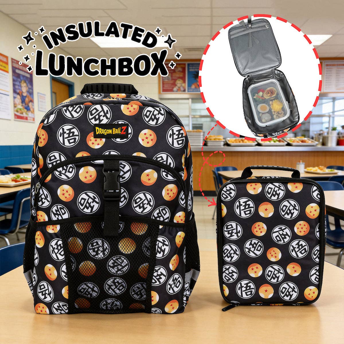 Dragon Ball Z Kids Backpack & Lunch Box Set – 16" All-Over Print School Bag