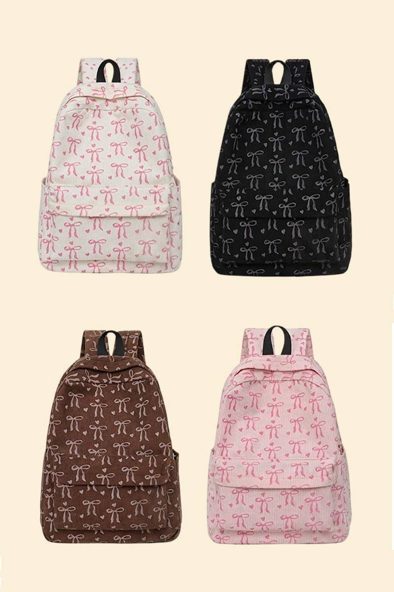 Coquette Bow Corduroy Backpack